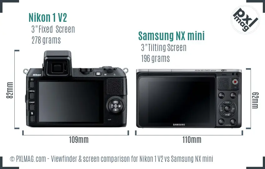 Nikon 1 V2 vs Samsung NX mini Screen and Viewfinder comparison