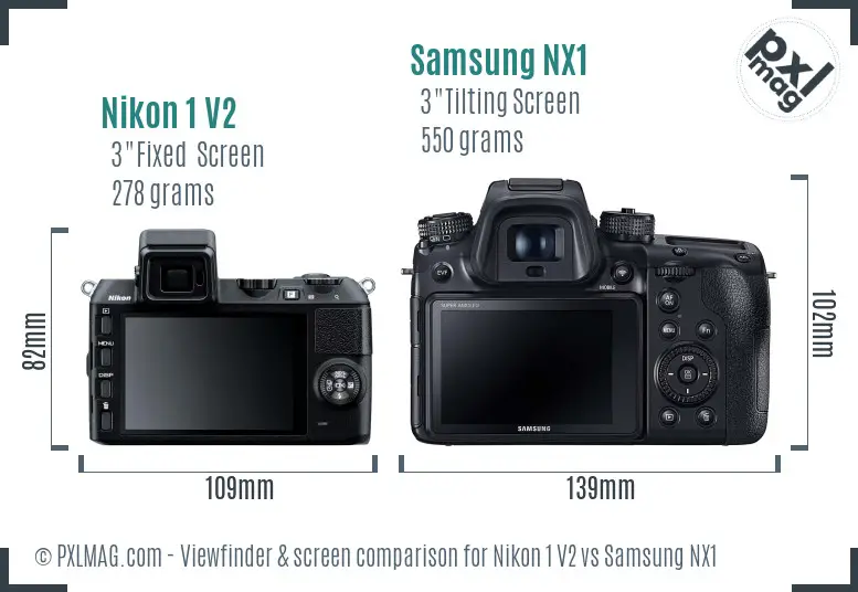 Nikon 1 V2 vs Samsung NX1 Screen and Viewfinder comparison