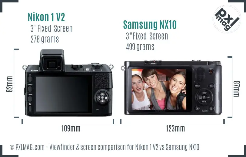 Nikon 1 V2 vs Samsung NX10 Screen and Viewfinder comparison