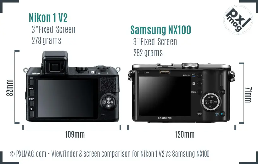 Nikon 1 V2 vs Samsung NX100 Screen and Viewfinder comparison