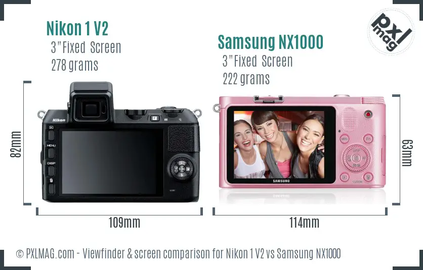 Nikon 1 V2 vs Samsung NX1000 Screen and Viewfinder comparison