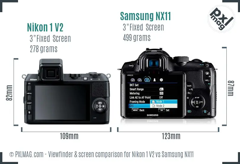 Nikon 1 V2 vs Samsung NX11 Screen and Viewfinder comparison Nikon 1 V2 vs Samsung NX11 Screen and Viewfinder comparison