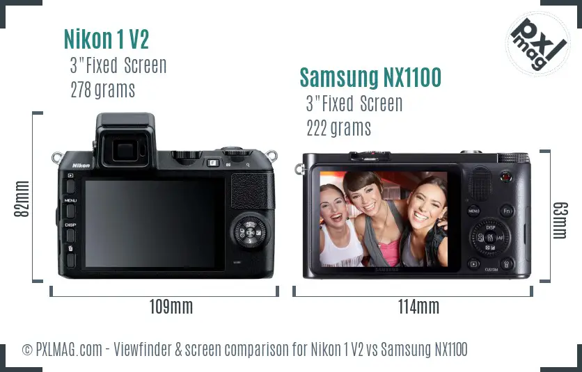 Nikon 1 V2 vs Samsung NX1100 Screen and Viewfinder comparison