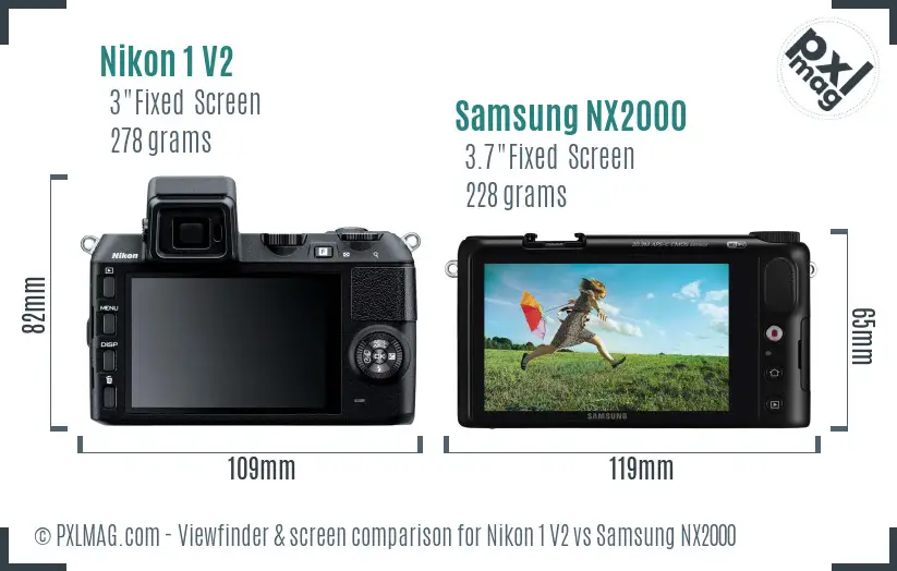 Nikon 1 V2 vs Samsung NX2000 Screen and Viewfinder comparison