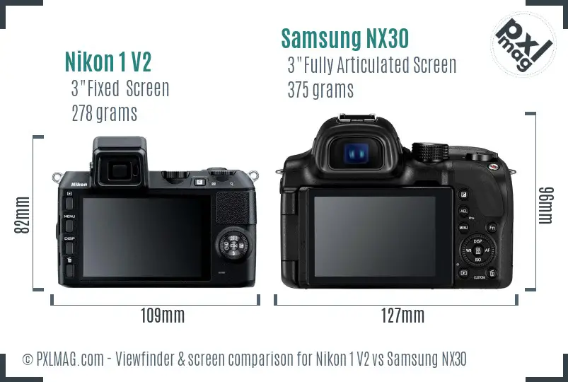 Nikon 1 V2 vs Samsung NX30 Screen and Viewfinder comparison