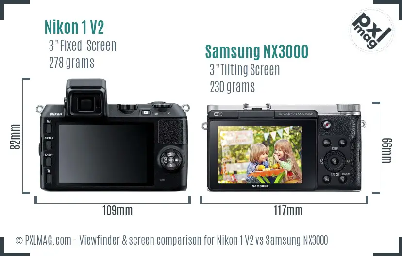 Nikon 1 V2 vs Samsung NX3000 Screen and Viewfinder comparison