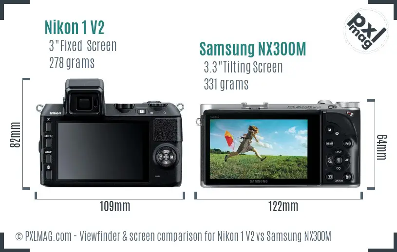 Nikon 1 V2 vs Samsung NX300M Screen and Viewfinder comparison