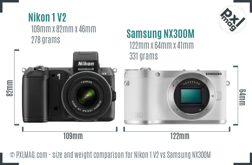 Nikon 1 V2 vs Samsung NX300M size comparison