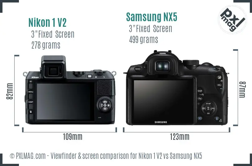 Nikon 1 V2 vs Samsung NX5 Screen and Viewfinder comparison