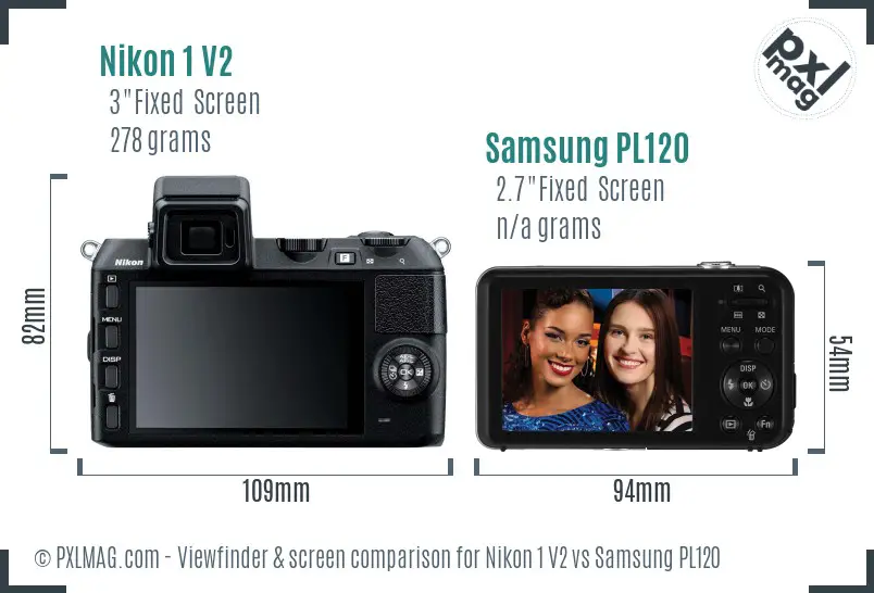 Nikon 1 V2 vs Samsung PL120 Screen and Viewfinder comparison