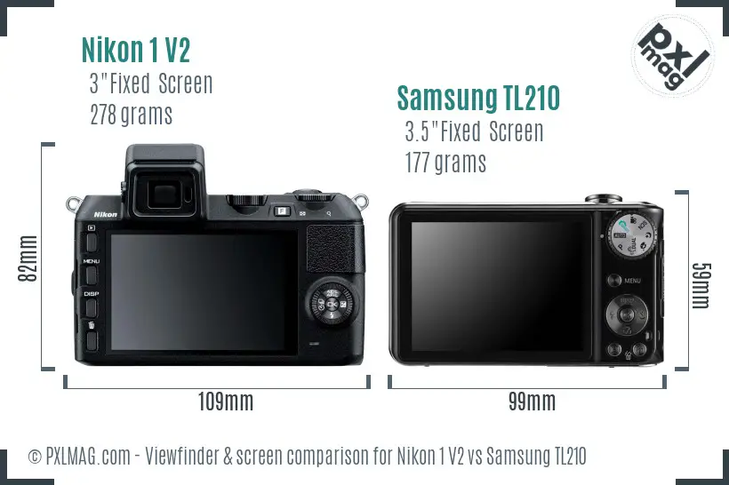 Nikon 1 V2 vs Samsung TL210 Screen and Viewfinder comparison