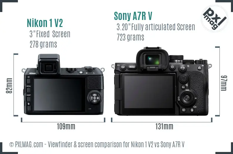 Nikon 1 V2 vs Sony A7R V Screen and Viewfinder comparison