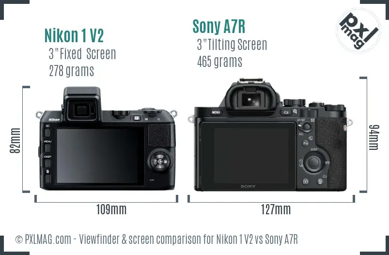 Nikon 1 V2 vs Sony A7R Screen and Viewfinder comparison