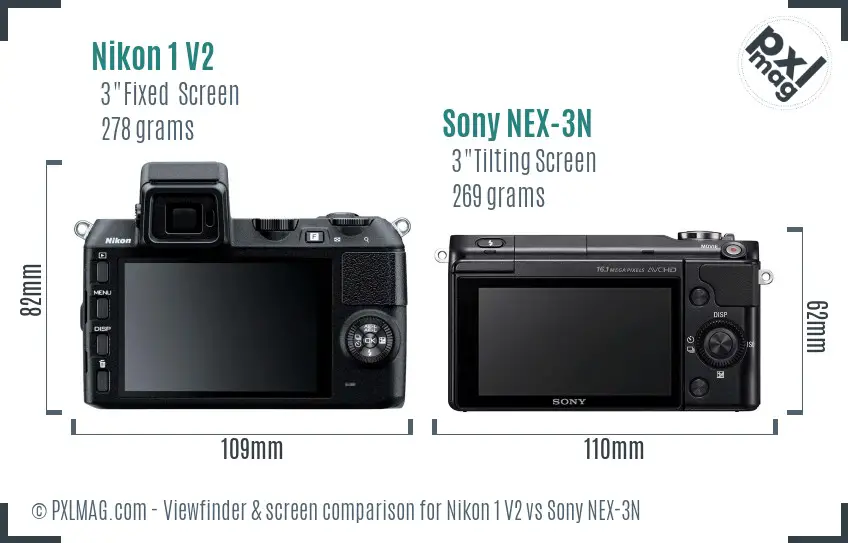 Nikon 1 V2 vs Sony NEX-3N Screen and Viewfinder comparison
