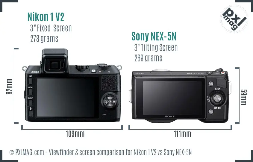Nikon 1 V2 vs Sony NEX-5N Screen and Viewfinder comparison