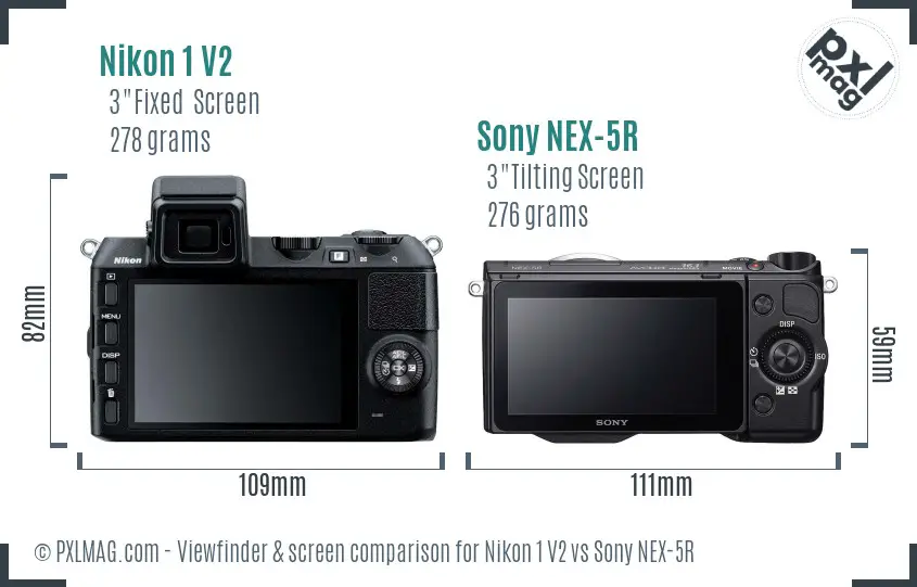 Nikon 1 V2 vs Sony NEX-5R Screen and Viewfinder comparison
