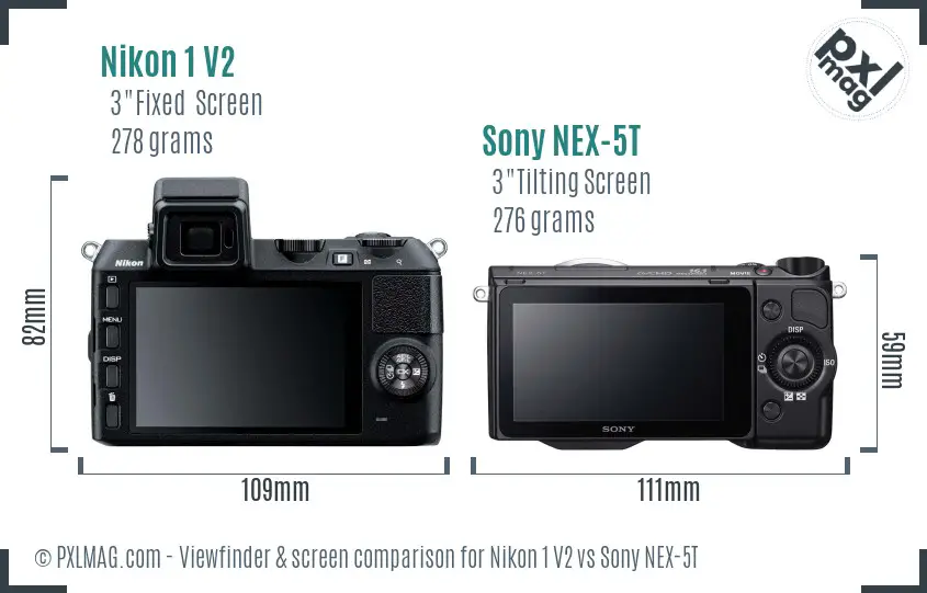 Nikon 1 V2 vs Sony NEX-5T Screen and Viewfinder comparison