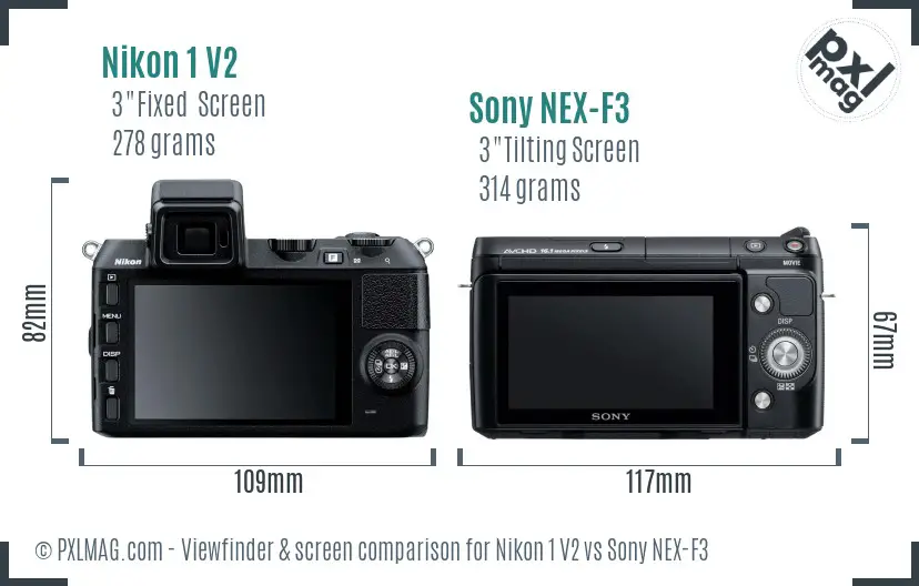 Nikon 1 V2 vs Sony NEX-F3 Screen and Viewfinder comparison