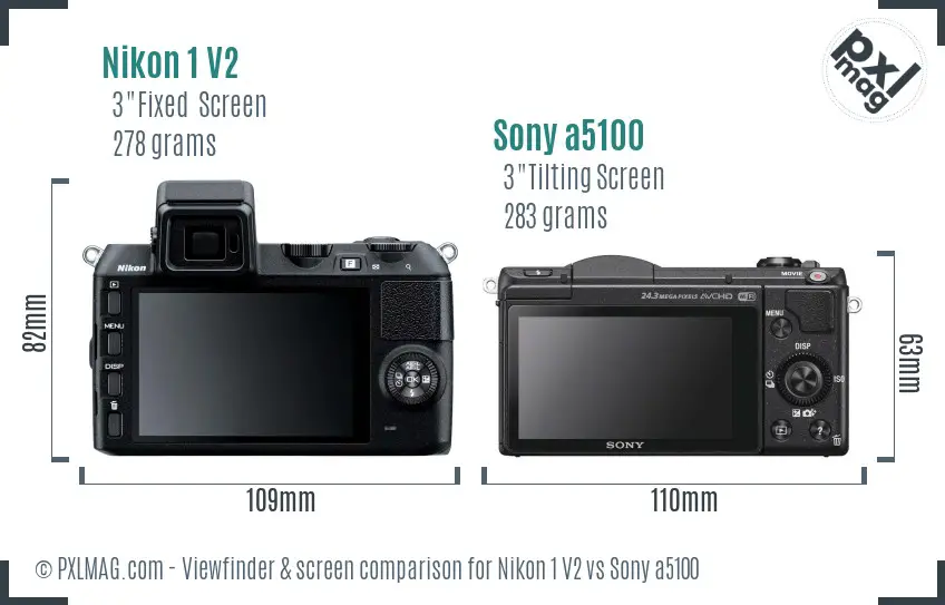 Nikon 1 V2 vs Sony a5100 Screen and Viewfinder comparison