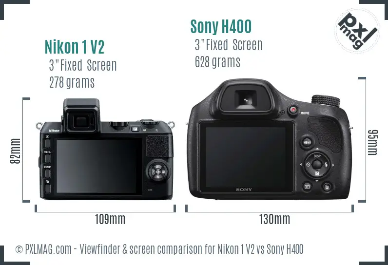 Nikon 1 V2 vs Sony H400 Screen and Viewfinder comparison