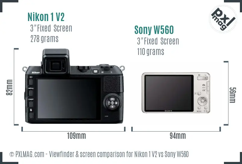 Nikon 1 V2 vs Sony W560 Screen and Viewfinder comparison