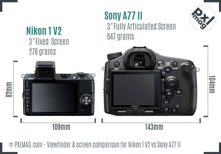 Nikon 1 V2 vs Sony A77 II Screen and Viewfinder comparison