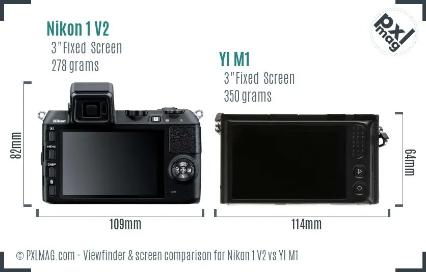 Nikon 1 V2 vs YI M1 Screen and Viewfinder comparison
