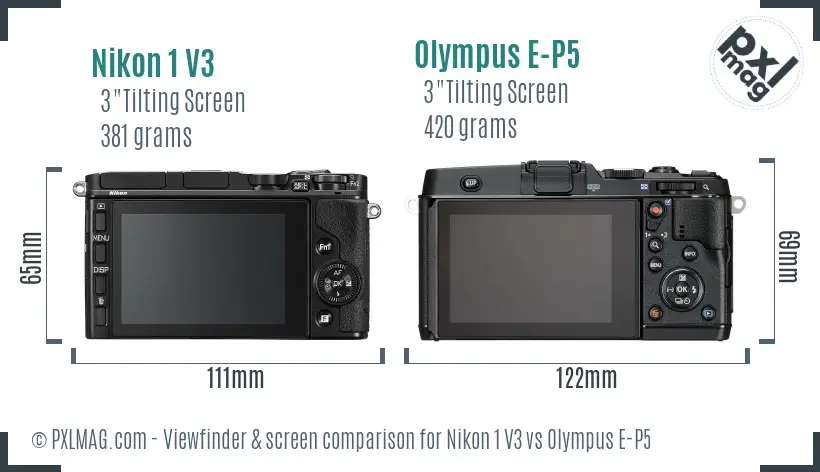 Nikon 1 V3 vs Olympus E-P5 Screen and Viewfinder comparison Nikon 1 V3 vs Olympus E-P5 Screen and Viewfinder comparison