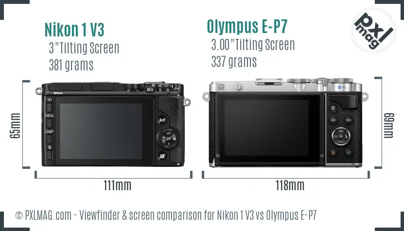 Nikon 1 V3 vs Olympus E-P7 Screen and Viewfinder comparison