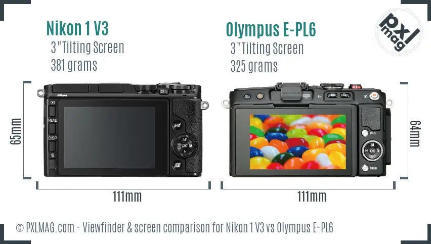 Nikon 1 V3 vs Olympus E-PL6 Screen and Viewfinder comparison