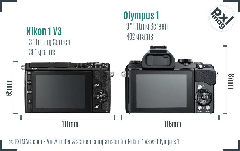 Nikon 1 V3 vs Olympus 1 Screen and Viewfinder comparison