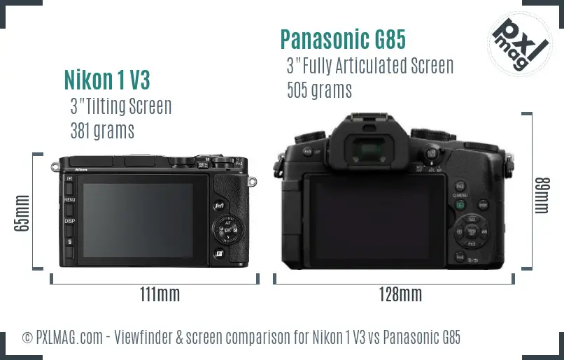 Nikon 1 V3 vs Panasonic G85 Screen and Viewfinder comparison