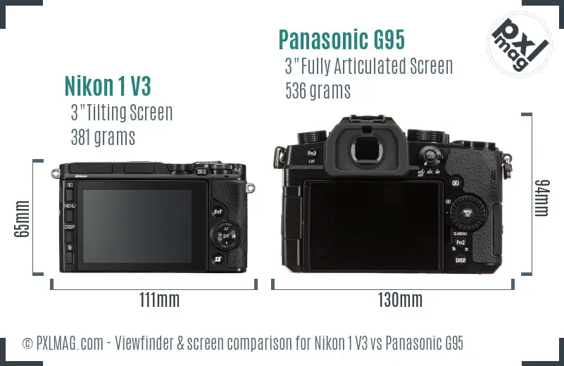 Nikon 1 V3 vs Panasonic G95 Screen and Viewfinder comparison