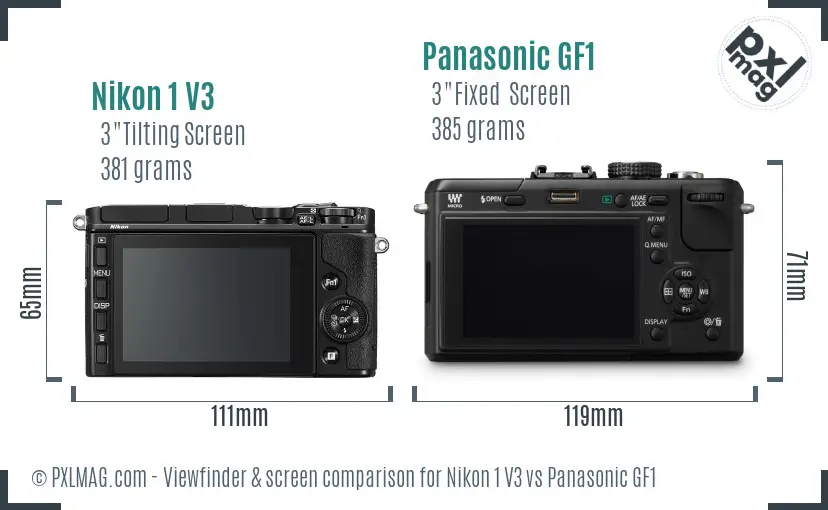 Nikon 1 V3 vs Panasonic GF1 Screen and Viewfinder comparison