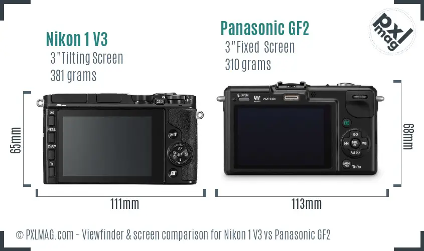 Nikon 1 V3 vs Panasonic GF2 Screen and Viewfinder comparison