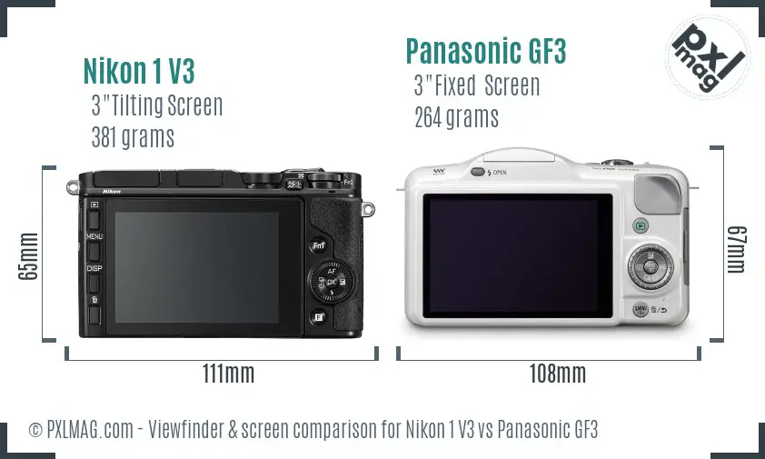 Nikon 1 V3 vs Panasonic GF3 Screen and Viewfinder comparison