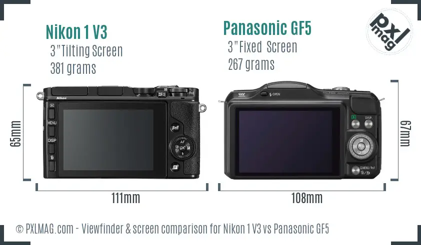 Nikon 1 V3 vs Panasonic GF5 Screen and Viewfinder comparison