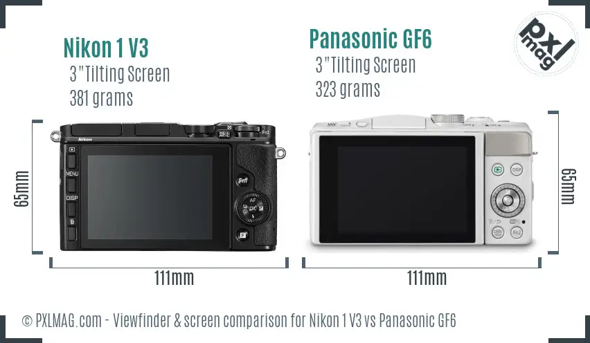 Nikon 1 V3 vs Panasonic GF6 Screen and Viewfinder comparison