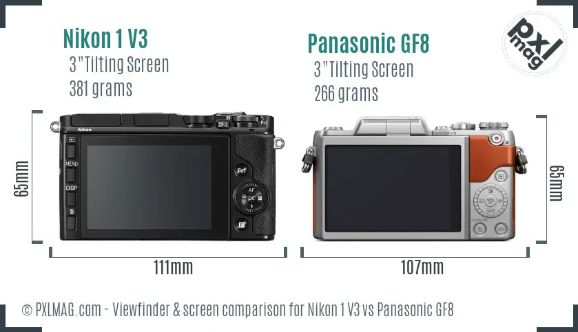 Nikon 1 V3 vs Panasonic GF8 Screen and Viewfinder comparison Nikon 1 V3 vs Panasonic GF8 Screen and Viewfinder comparison