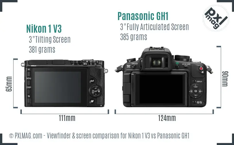 Nikon 1 V3 vs Panasonic GH1 Screen and Viewfinder comparison