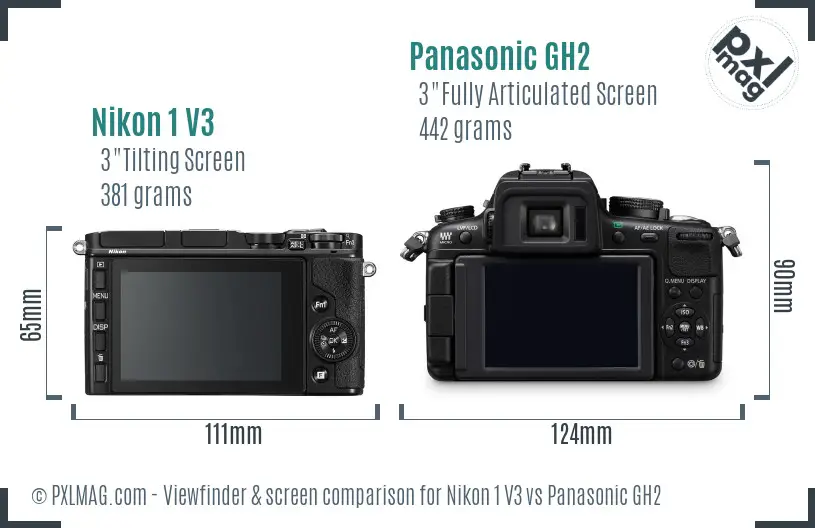 Nikon 1 V3 vs Panasonic GH2 Screen and Viewfinder comparison