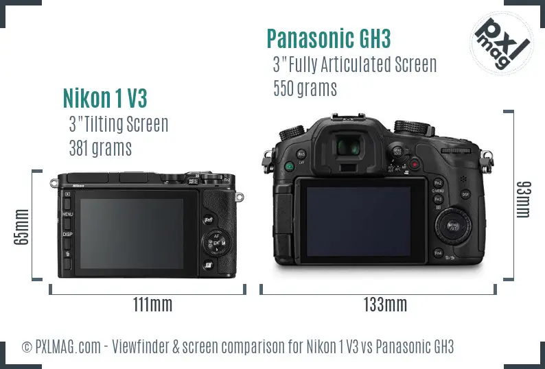Nikon 1 V3 vs Panasonic GH3 Screen and Viewfinder comparison