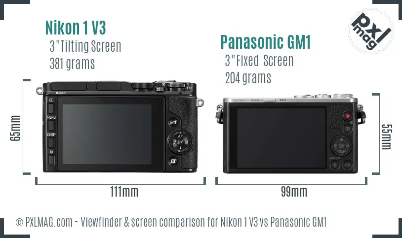 Nikon 1 V3 vs Panasonic GM1 Screen and Viewfinder comparison Nikon 1 V3 vs Panasonic GM1 Screen and Viewfinder comparison