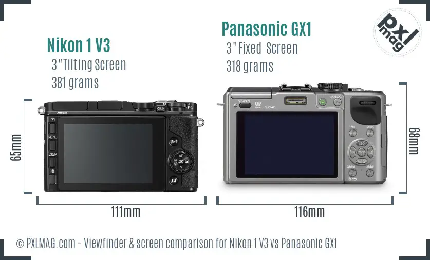 Nikon 1 V3 vs Panasonic GX1 Screen and Viewfinder comparison Nikon 1 V3 vs Panasonic GX1 Screen and Viewfinder comparison