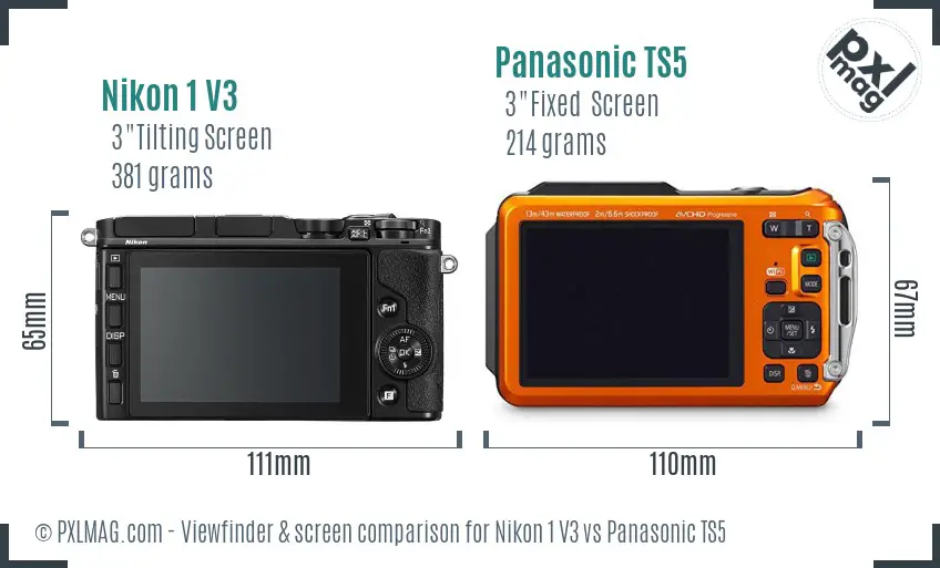 Nikon 1 V3 vs Panasonic TS5 Screen and Viewfinder comparison