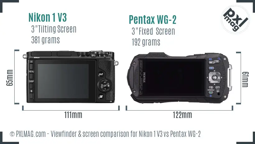 Nikon 1 V3 vs Pentax WG-2 Screen and Viewfinder comparison
