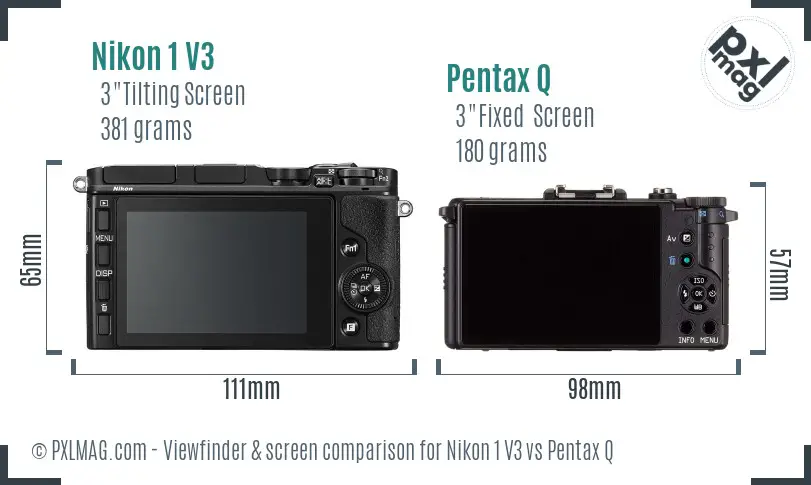 Nikon 1 V3 vs Pentax Q Screen and Viewfinder comparison Nikon 1 V3 vs Pentax Q Screen and Viewfinder comparison