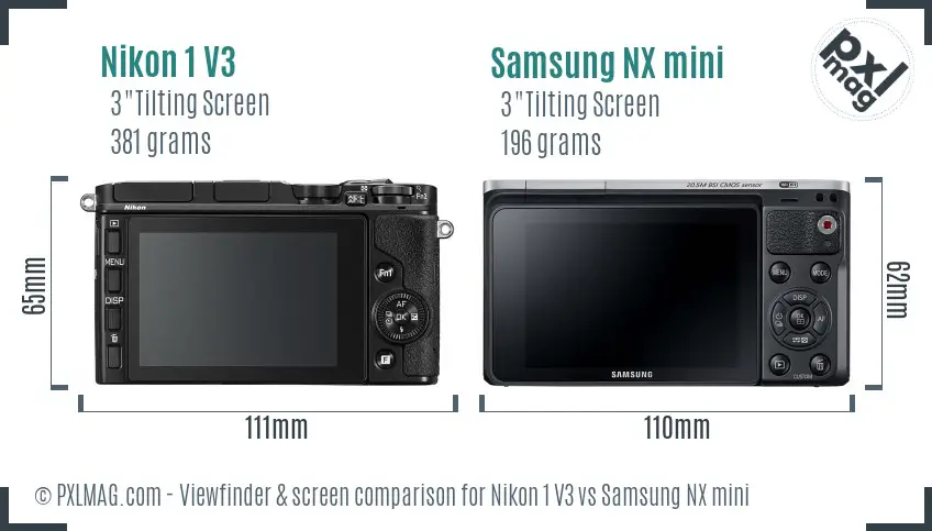 Nikon 1 V3 vs Samsung NX mini Screen and Viewfinder comparison