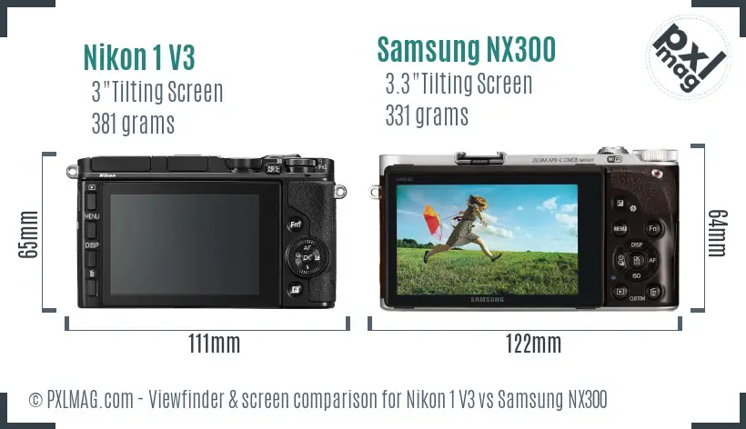 Nikon 1 V3 vs Samsung NX300 Screen and Viewfinder comparison