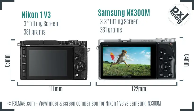 Nikon 1 V3 vs Samsung NX300M Screen and Viewfinder comparison